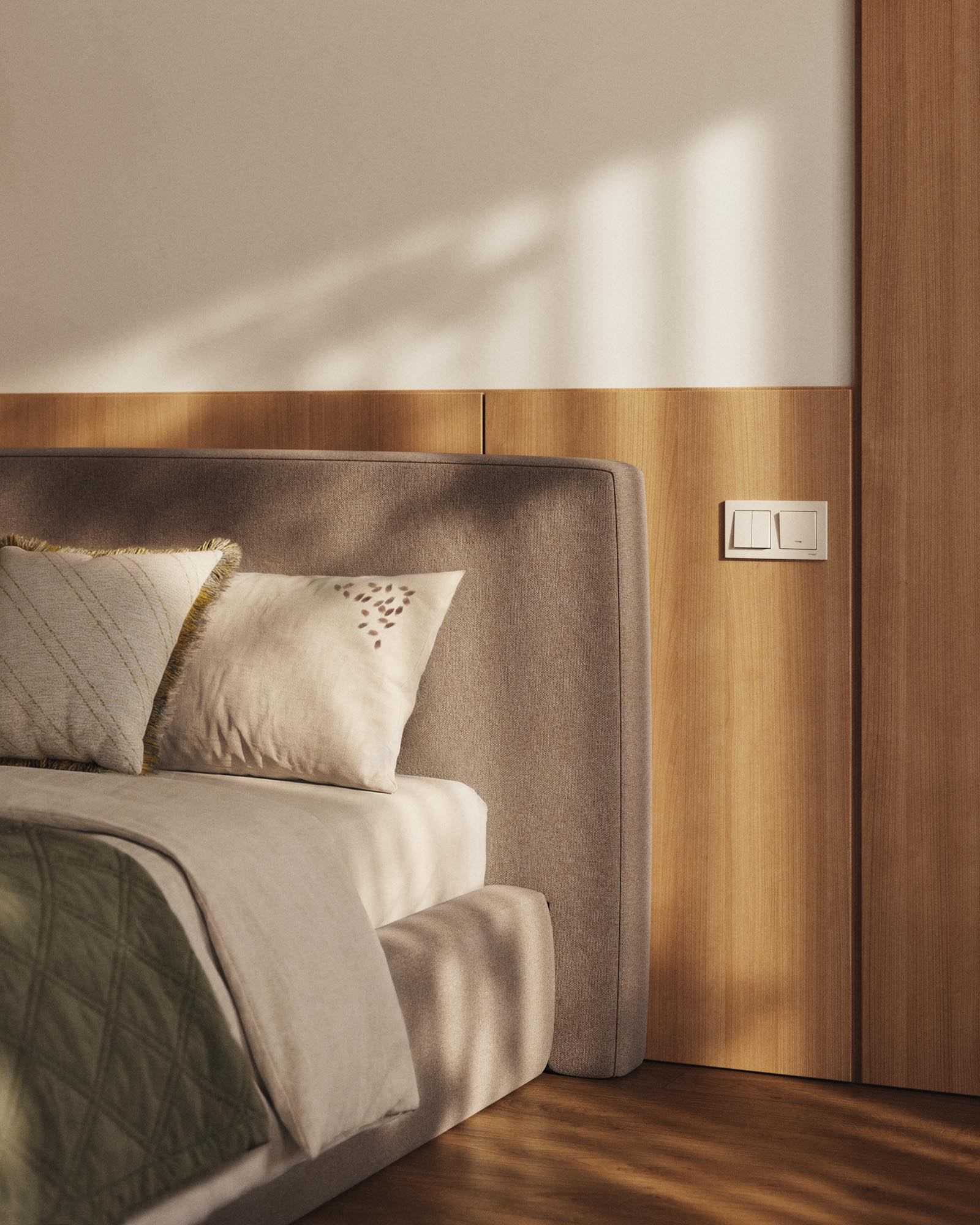 Elegantes abziehbares Bett Blok in warmem Braun, geeignet für Matratzengröße 160 x 200 cm, umweltfreundlich mit FSC Mix Credit, von Kave Home.