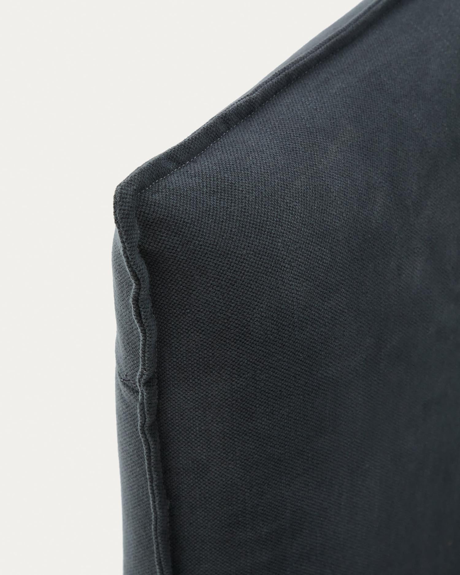 Stilvolles Bett Jaira in Anthrazitgrau mit abnehmbarem Bezug aus Leinen und Baumwolle, ideal für 90x200 cm Matratzen – funktional und elegant von Kave Home.