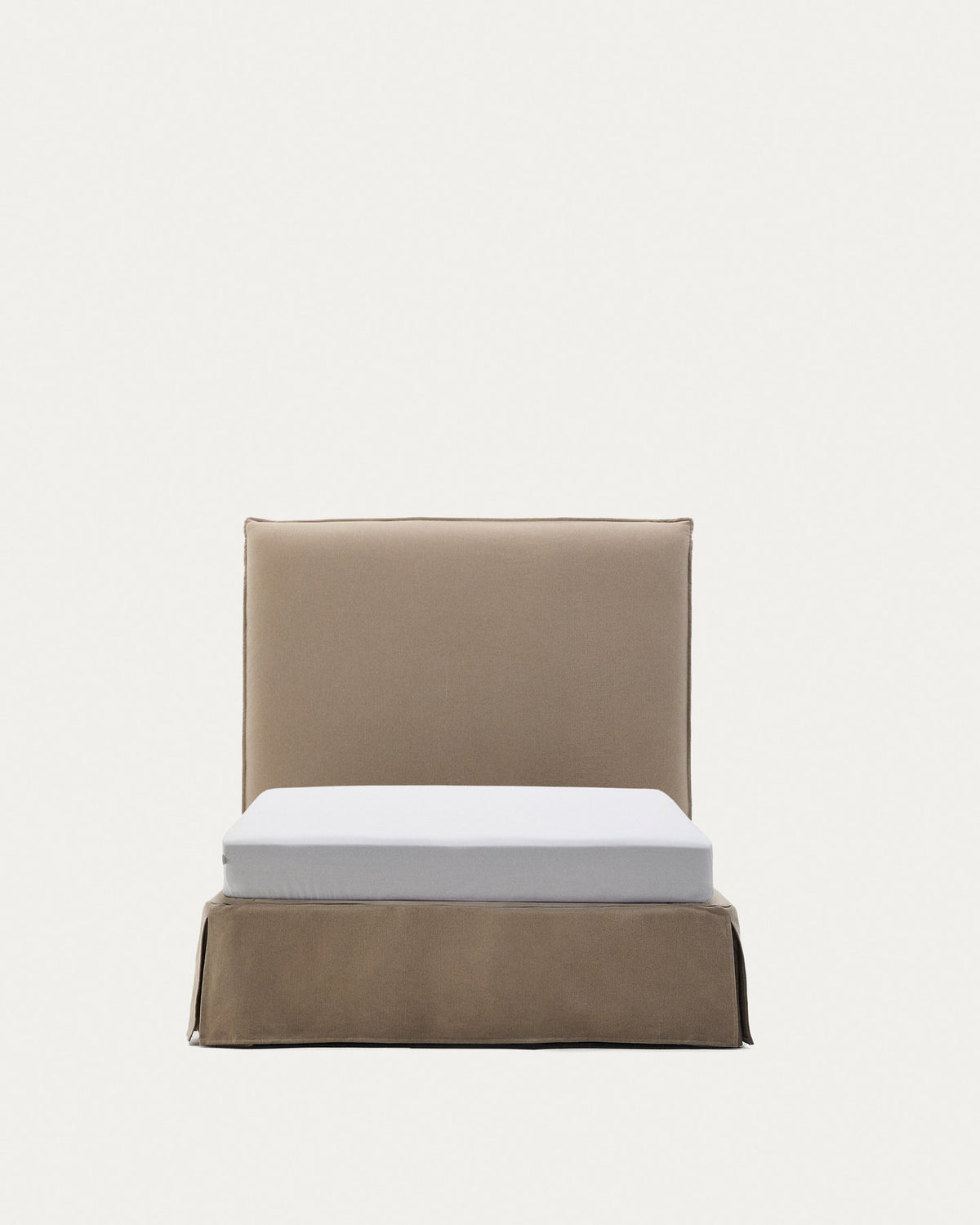 Bett mit abnehmbarem Bezug Jaira aus Leinen und Baumwolle taupe für eine Matratze von 90x200cm FSC Mix Credit in Taupe präsentiert im Onlineshop von KAQTU Design AG. Bett ist von Kave Home