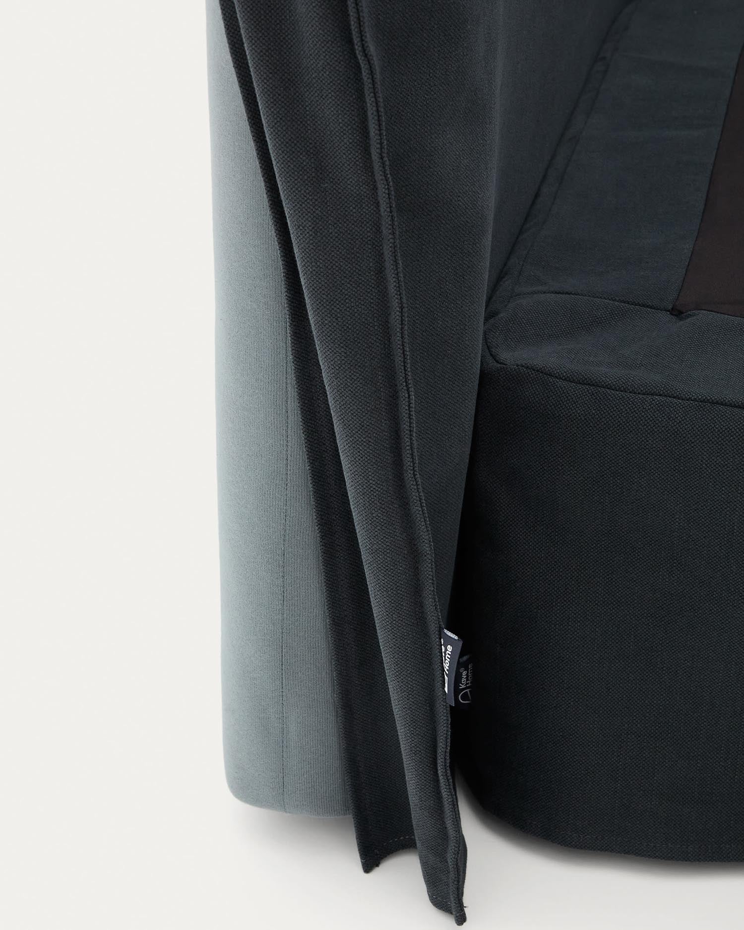 Stilvolles Bett Jaira in edlem Anthrazitgrau, aus langlebiger Leinen-Baumwoll-Mischung. Abnehmbarer Bezug für mühelose Reinigung und hohen Komfort.