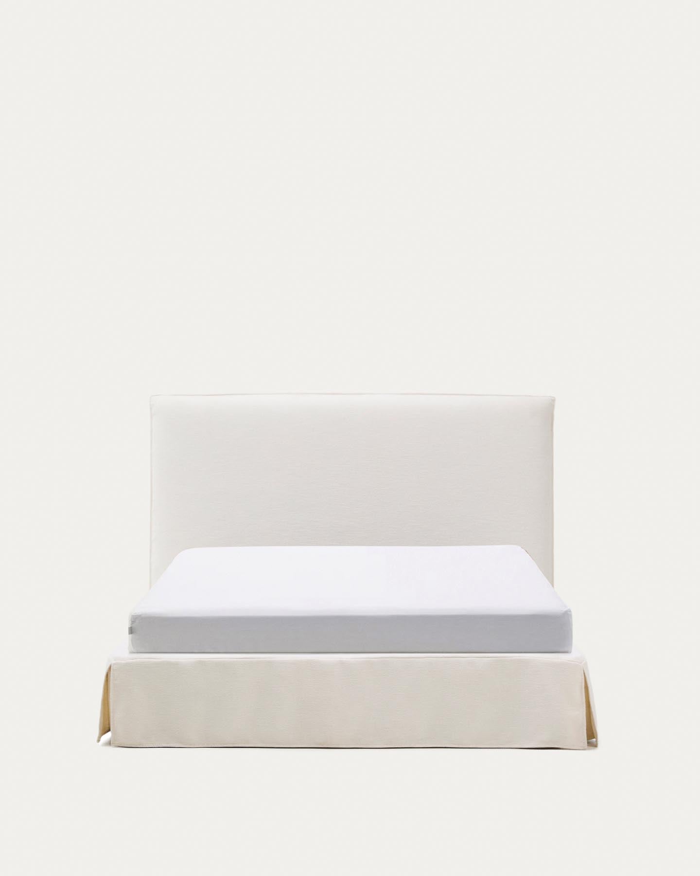 Abziehbares Bett Jaira in weißer Chenille für Matratzengröße 160 x 200 cm, FSC Mix Credit in präsentiert im Onlineshop von KAQTU Design AG. Bett ist von Kave Home