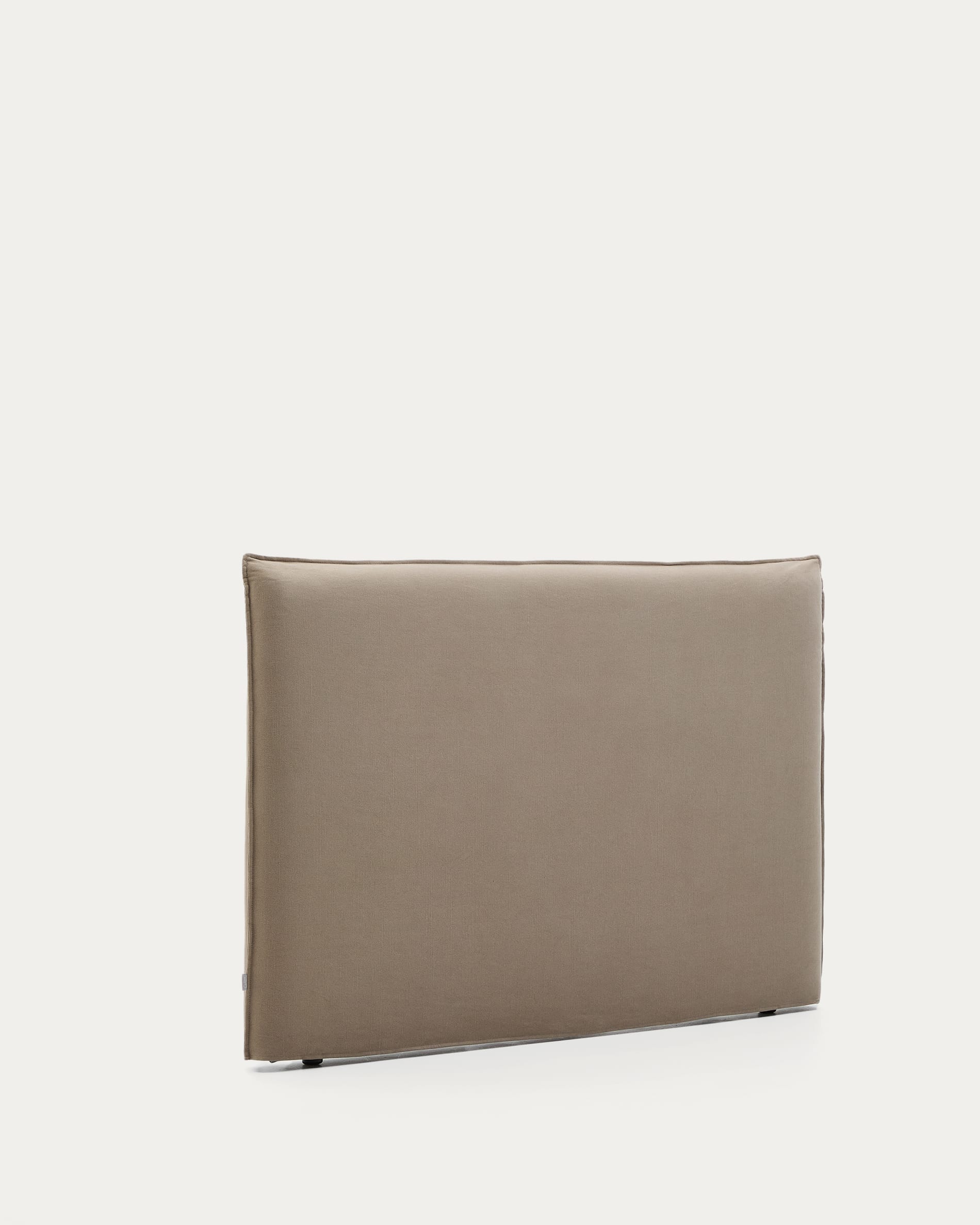 Stilvolles Kopfteil Jaira aus Leinen und Baumwolle in Taupe, mit abnehmbarem Bezug, ideal für 160 cm Betten, von Kave Home.