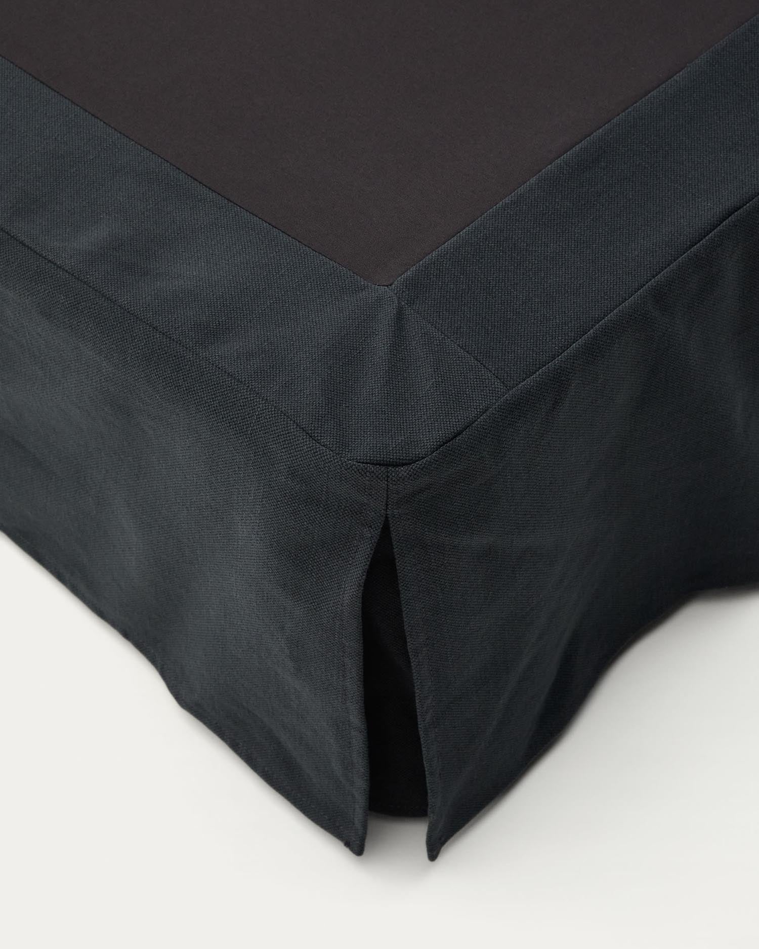 Stilvolles Bettgestell Jaira in edlem Anthrazitgrau, gefertigt aus langlebigem Leinen und Baumwolle. Abnehmbarer Bezug für einfache Pflege, ideal für 160x200 cm Matratzen.