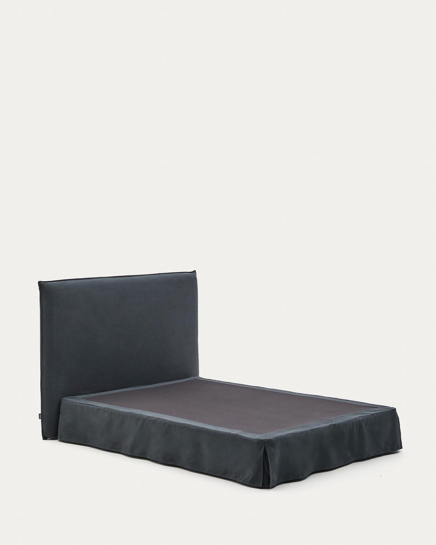 Bezug für Bettgestell Jaira aus Leinen und Baumwolle anthrazitgrau für eine Matratze von 160 x 200 cm in Anthrazit präsentiert im Onlineshop von KAQTU Design AG. Zubehör Bett ist von Kave Home