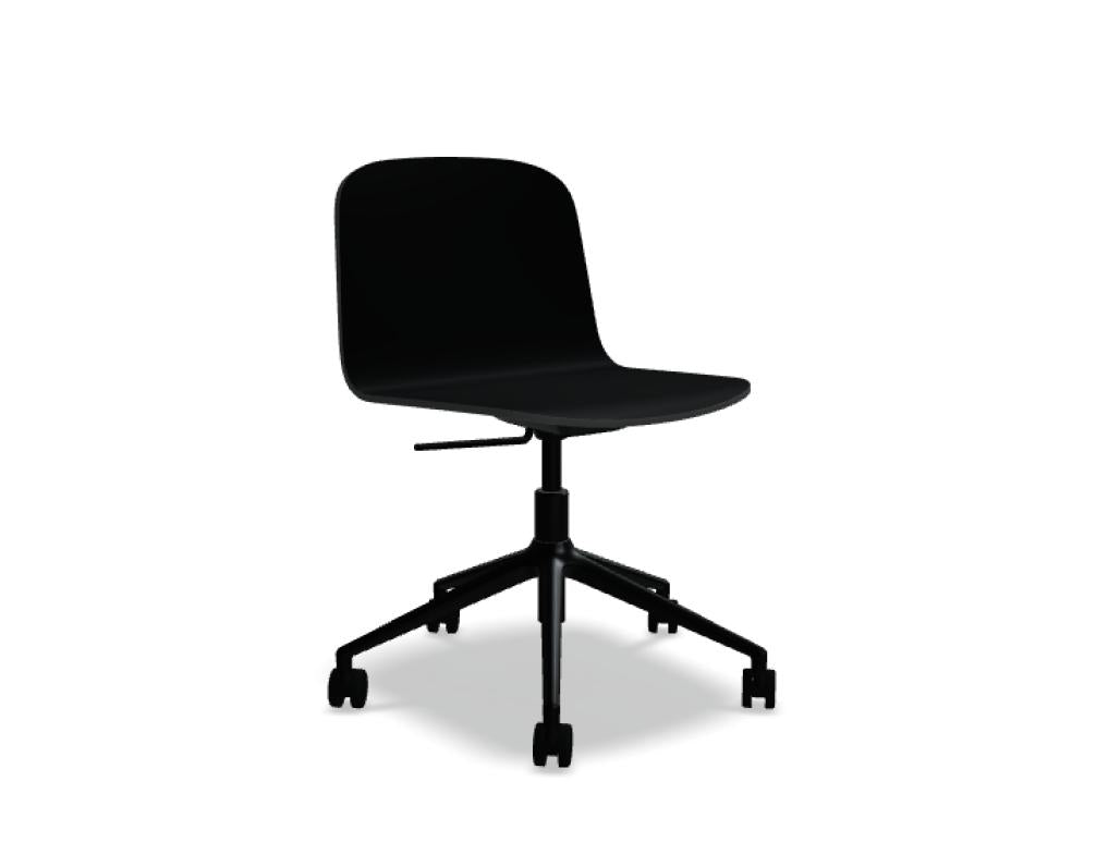 Nud ND1P22 - Stuhl aus Sperrholz mit höhenverstellbarem Aluminiumfuß in Ziegelrot präsentiert im Onlineshop von KAQTU Design AG. Drehstuhl mit Rollen ist von Mdd