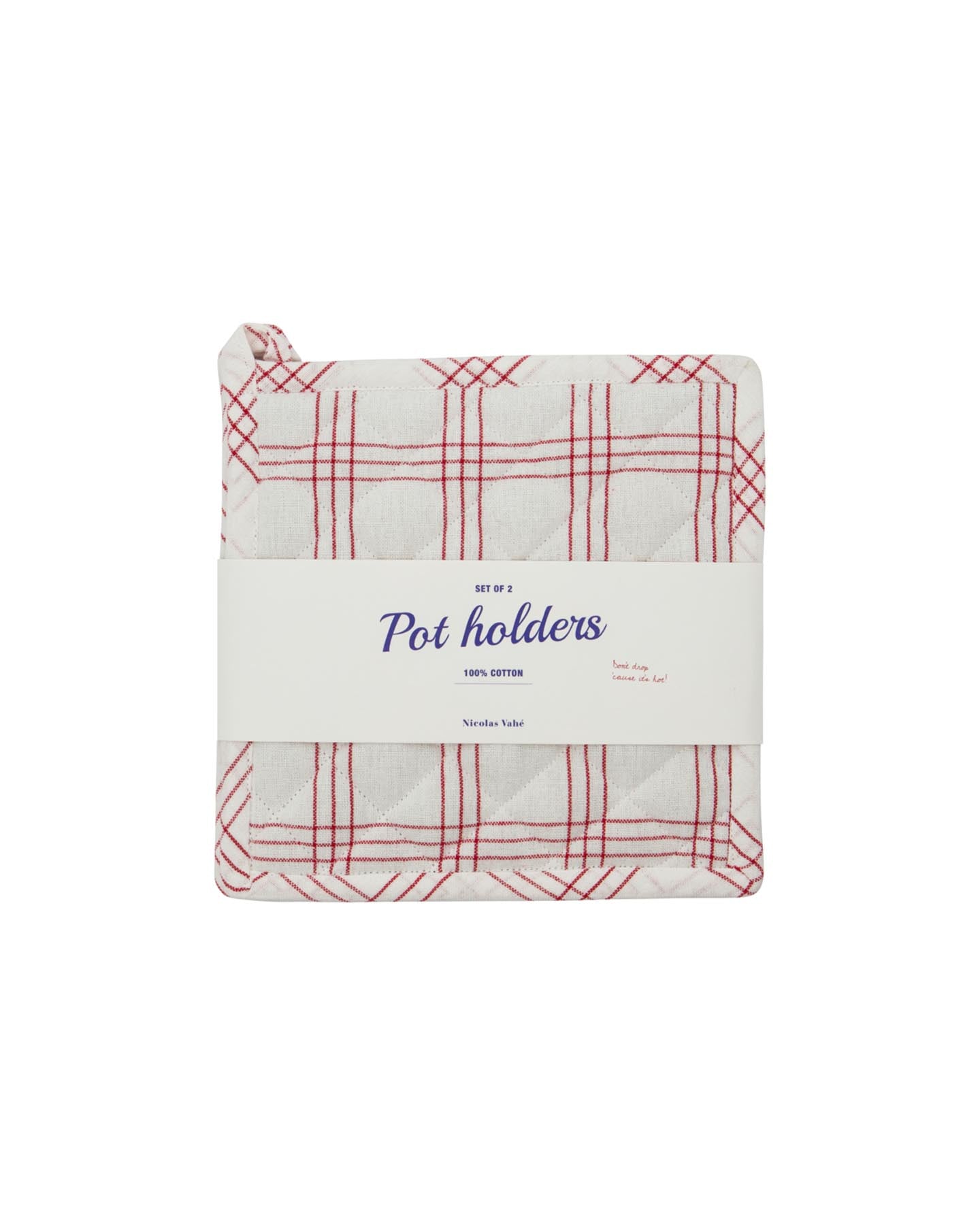 Verleihen Sie Ihrer Küche mit den roten Topflappen NVChef von Nicolas Vahé einen Hauch von Eleganz und Funktionalität – ideal für jeden Koch!