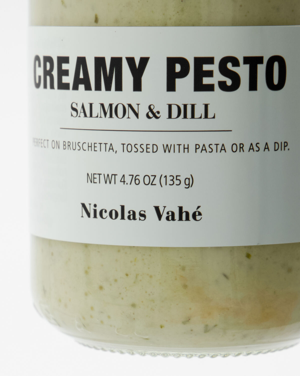 Cremiges Pesto mit feinem Lachs und aromatischem Dill in einer 135 g Dose von Nicolas Vahé, perfekt für kreative Gerichte und Snacks.