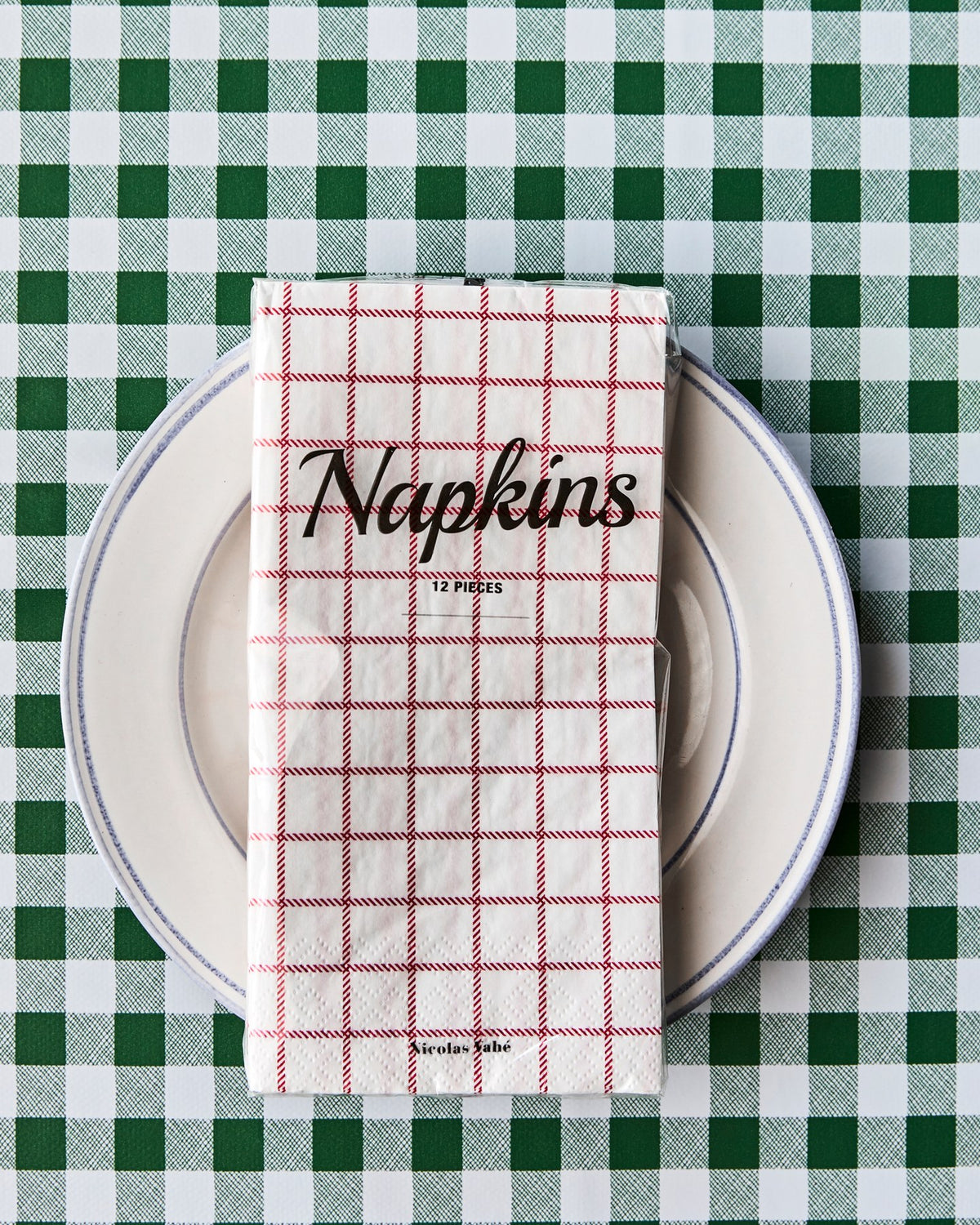 Weisse Papierservietten NVCheck von Nicolas Vahé, 10 x 20 cm, foodsafe, rechteckige Form, aus Polen gefertigt.