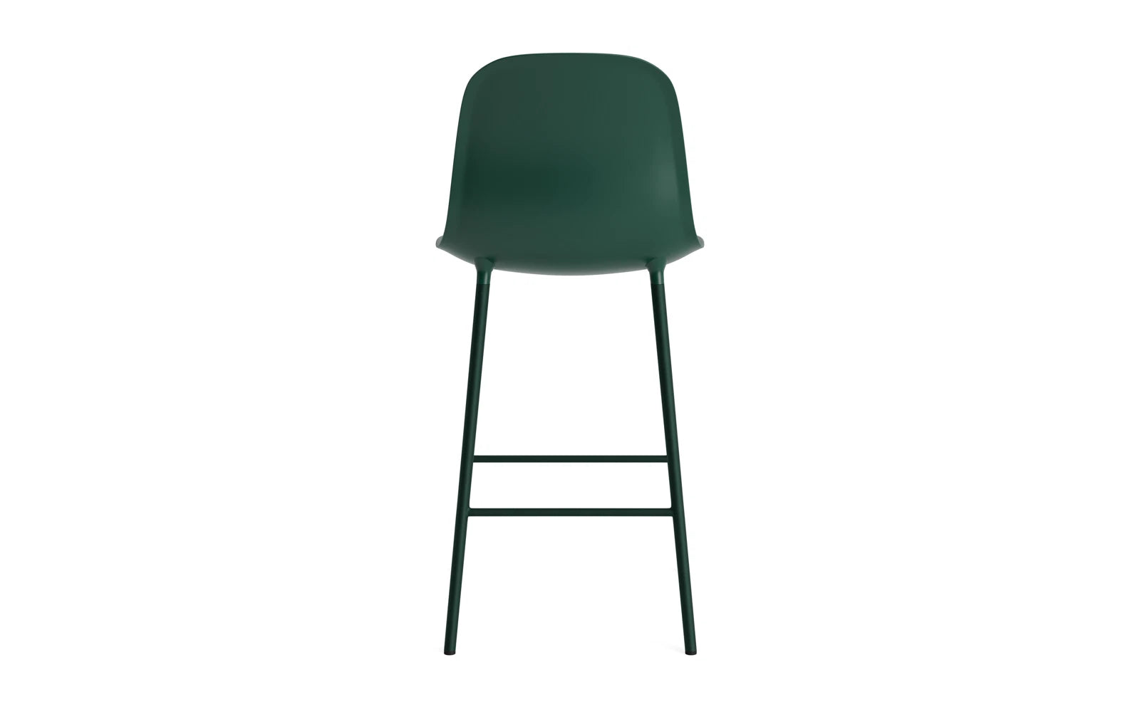 Erleben Sie den Form Barstuhl 65 cm in Stahl/Grün von Normann Copenhagen – ein elegantes, funktionales Möbelstück, das modernes skandinavisches Design verkörpert.