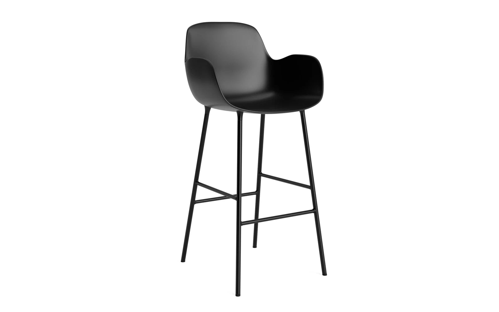 Form Barstuhl mit Armlehne 75 cm Stahl/ Schwarz in präsentiert im Onlineshop von KAQTU Design AG. Barstuhl ist von Normann Copenhagen