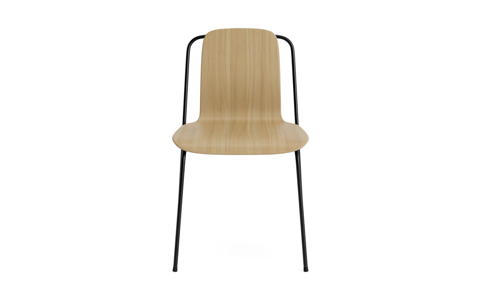 Eleganter Studio Stuhl von Normann Copenhagen, vereint robusten Stahl mit stilvollem Eichenfurnier für zeitgemäßes Design und vielseitige Nutzung.