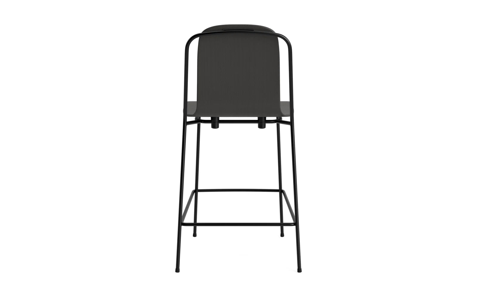 Entdecken Sie den Studio Barstuhl 65 cm von Normann Copenhagen – ein modernes Designhighlight aus schwarzem Stahl und Eichenfurnier, ideal für jeden Raum.