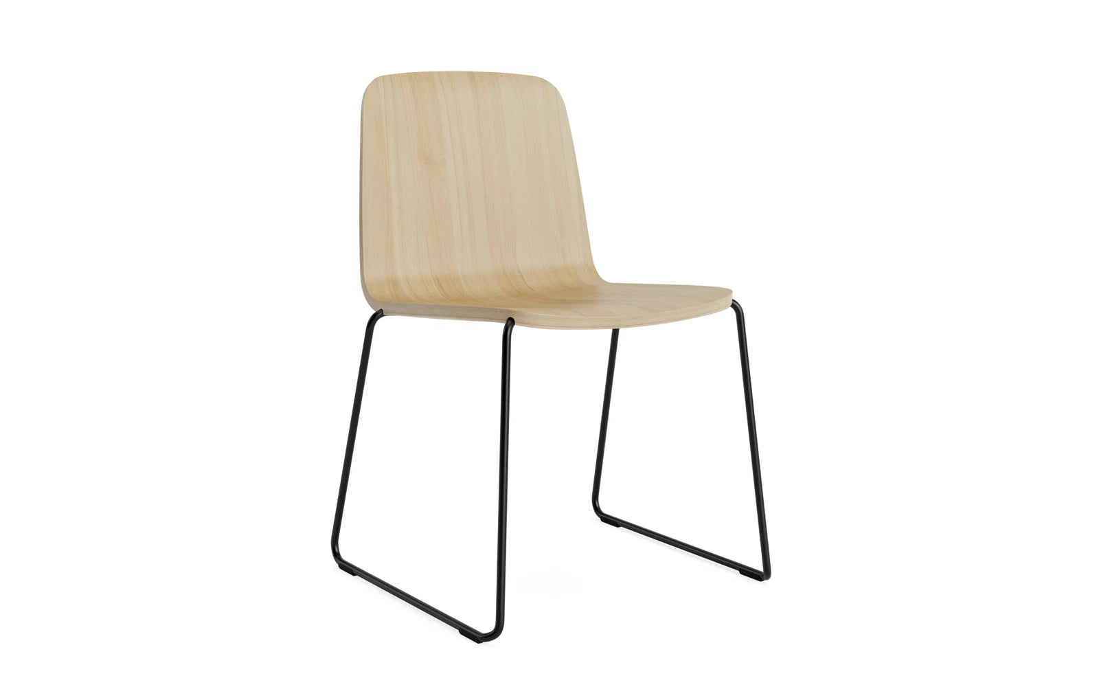 Der Just Stuhl von Normann Copenhagen: Schlicht, stapelbar, mit Bugholz-Schale und vielfältigen Optionen in Farbe und Material.