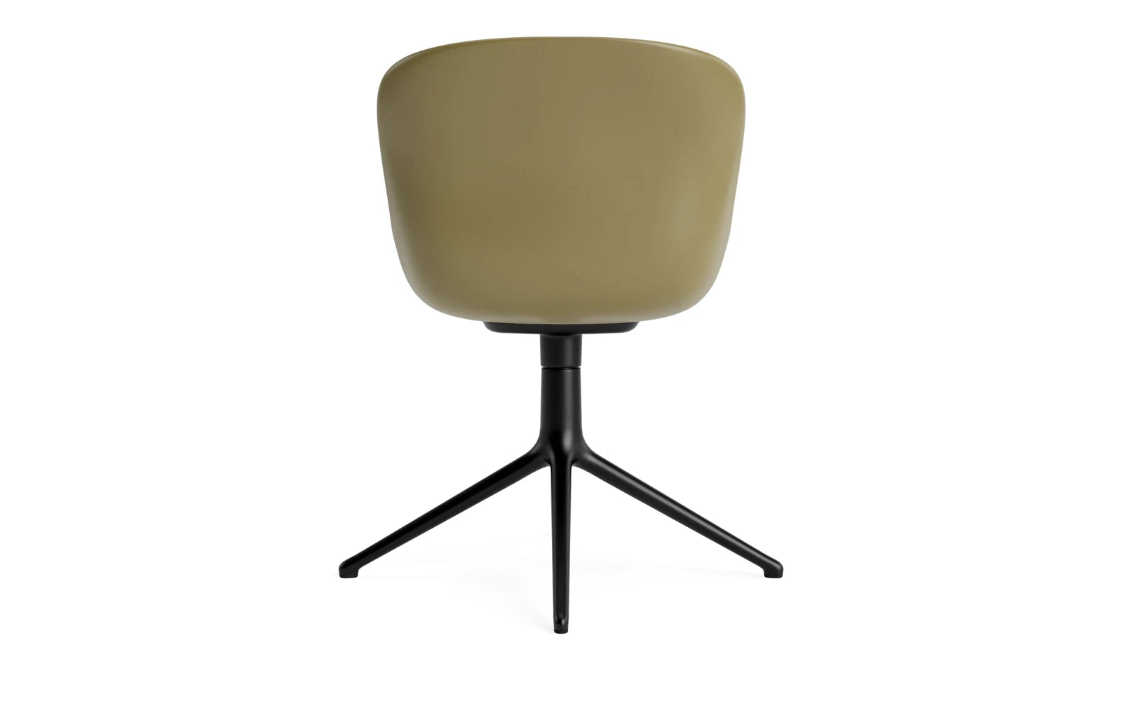 Erleben Sie den Hyg Drehsessel in elegantem Oliv und robustem Aluminium – der Inbegriff von skandinavischem Design und gemütlichem Wohngefühl.