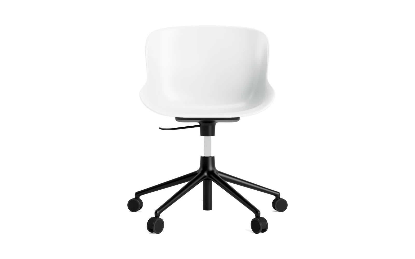 Erleben Sie den Hyg Drehsessel mit Rollen in Weiß von Normann Copenhagen – ein eleganter Drehstuhl, der skandinavisches Design und höchsten Komfort vereint.