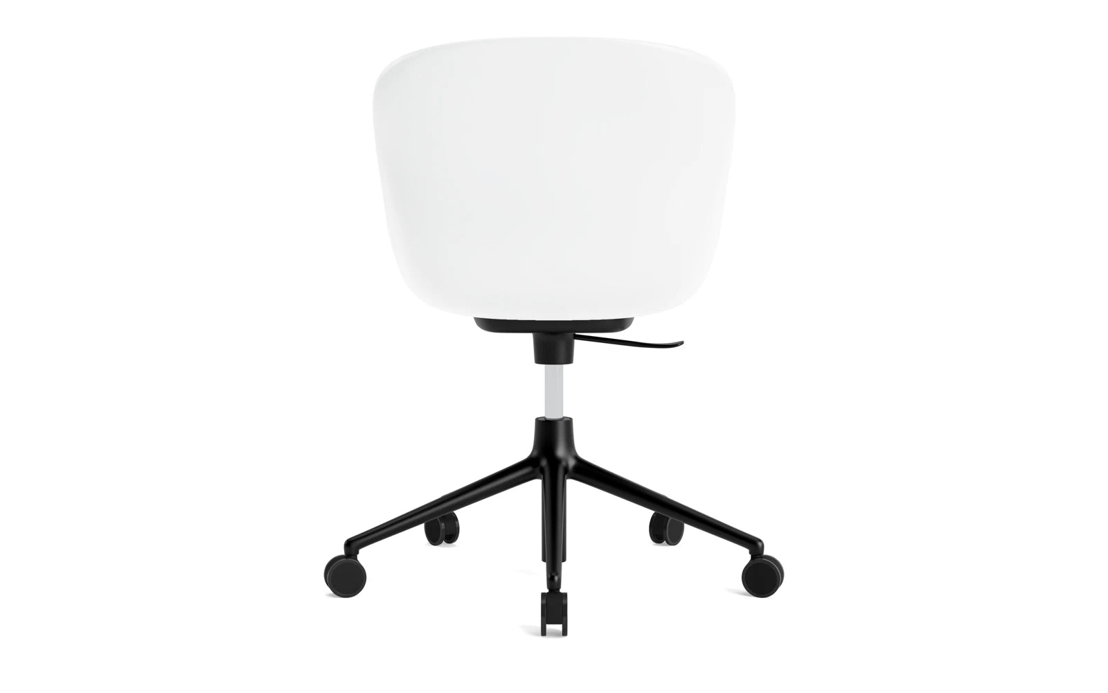 Erleben Sie den Hyg Drehsessel mit Rollen in Weiß von Normann Copenhagen – ein eleganter Drehstuhl, der skandinavisches Design und höchsten Komfort vereint.