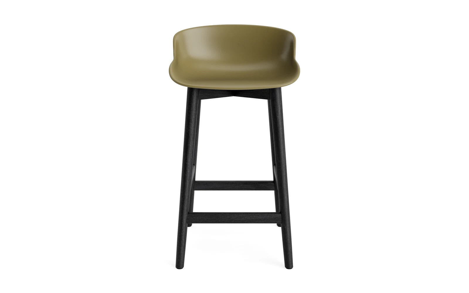Erleben Sie den Hyg Barhocker 65 cm in stilvoller schwarzer Eiche/Olive von Normann Copenhagen – ein zeitloses Möbelstück, das Gemütlichkeit und modernes Design vereint.