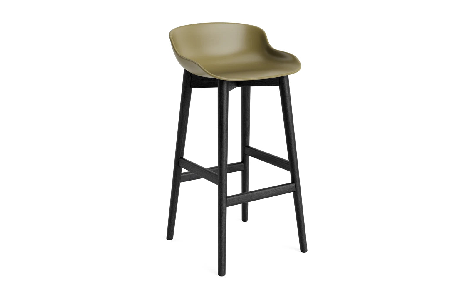 Hyg Barhocker 75 cm Schwarze Eiche/Olive in präsentiert im Onlineshop von KAQTU Design AG. Barstuhl ist von Normann Copenhagen