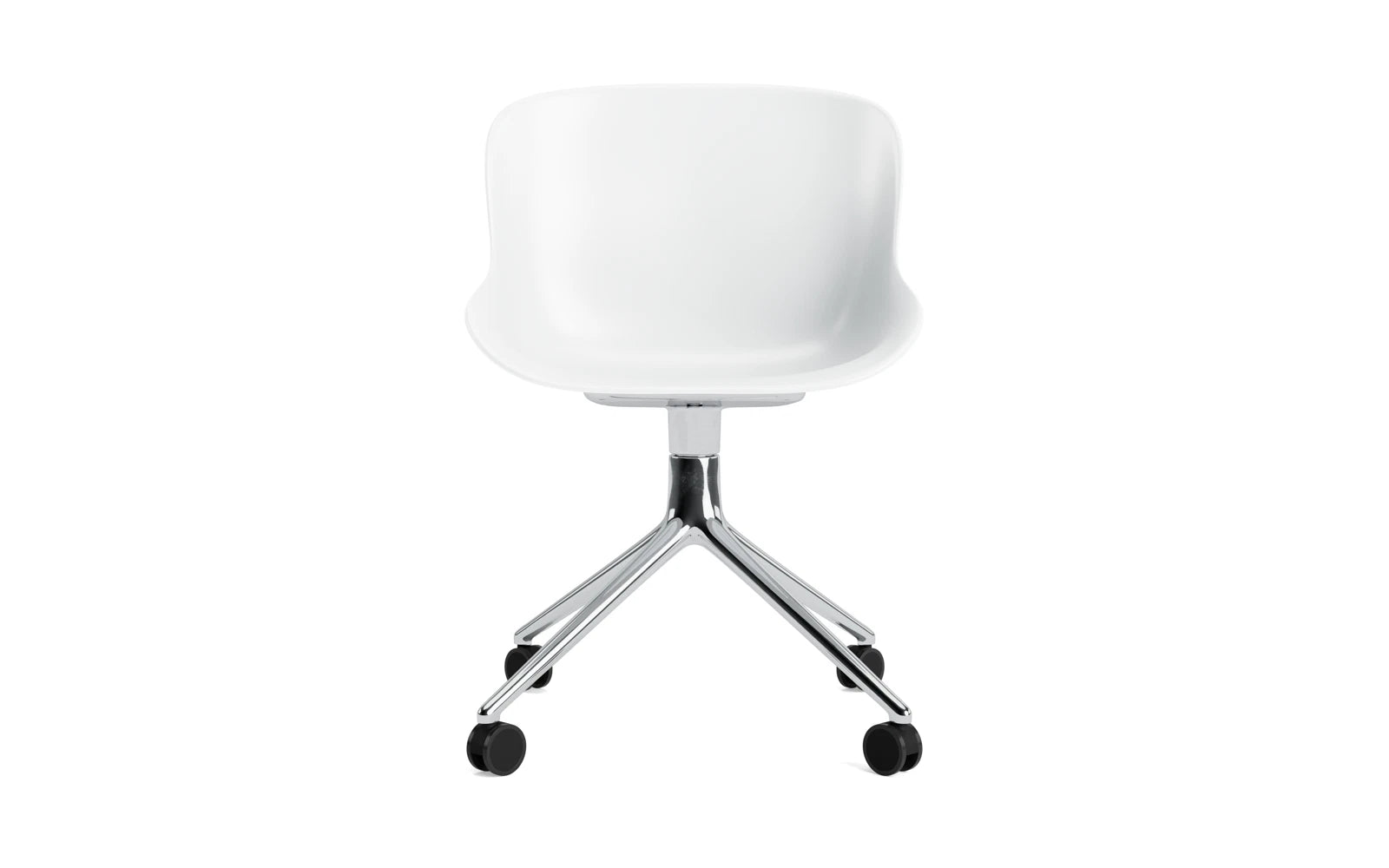 Erleben Sie den Hyg Drehstuhl 4W Aluminium/Weiss von Normann Copenhagen – ein Designstück, das Gemütlichkeit und Funktionalität vereint.