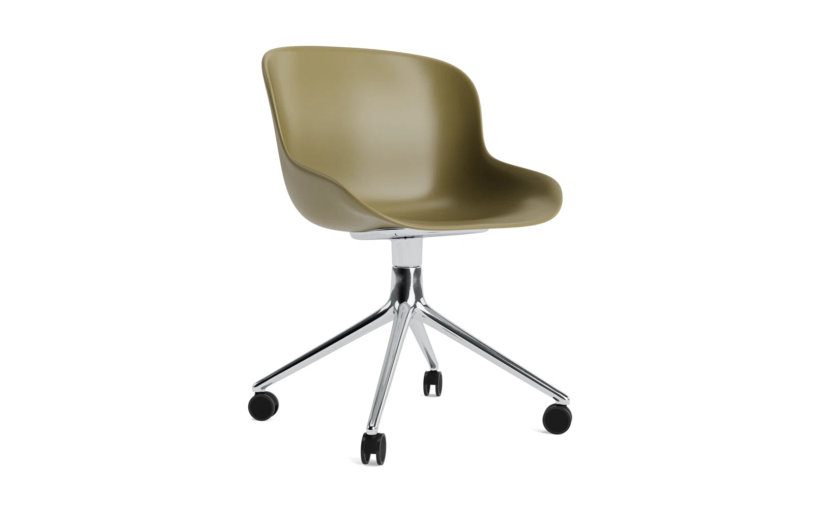 Hyg Drehstuhl 4W Aluminium/Olive in präsentiert im Onlineshop von KAQTU Design AG. Drehstuhl ist von Normann Copenhagen