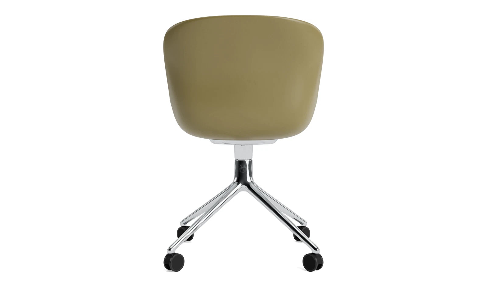 Erleben Sie den Hyg Drehstuhl 4W Aluminium/Olive von Normann Copenhagen – ein eleganter Stuhl, der Gemütlichkeit und modernes Design perfekt kombiniert.