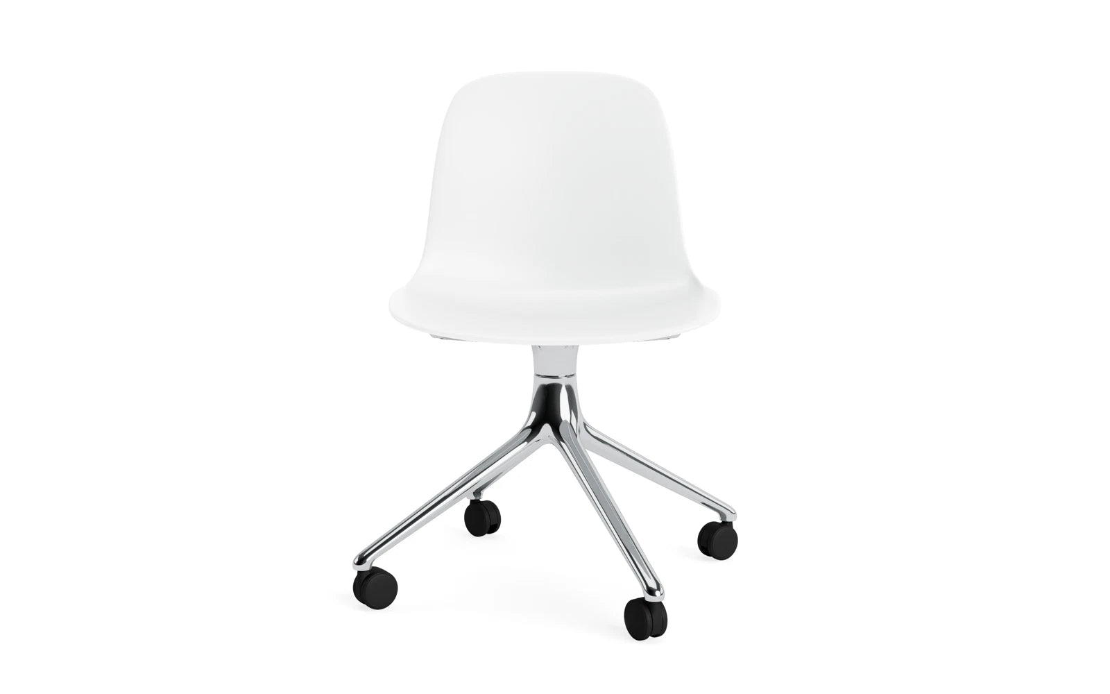Der Form Drehstuhl 4W Aluminium/Weiss von Normann Copenhagen bietet elegantes Design und hohen Komfort, ideal für jeden Raum und vielseitig einsetzbar.