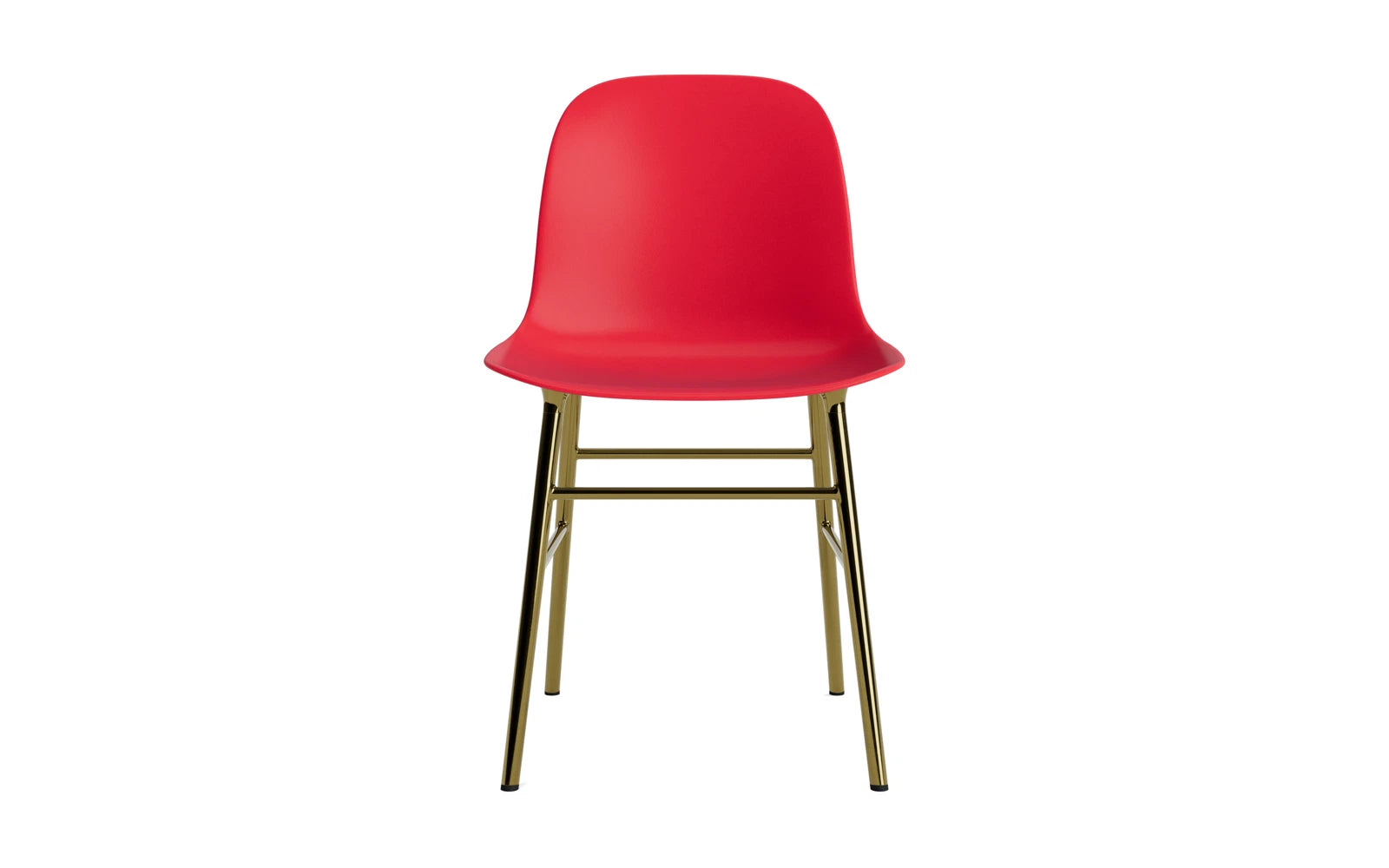 Erleben Sie den Form Stuhl in strahlendem Rot von Normann Copenhagen – ein stilvolles Möbelstück aus robustem Messing, das Eleganz und Komfort vereint.