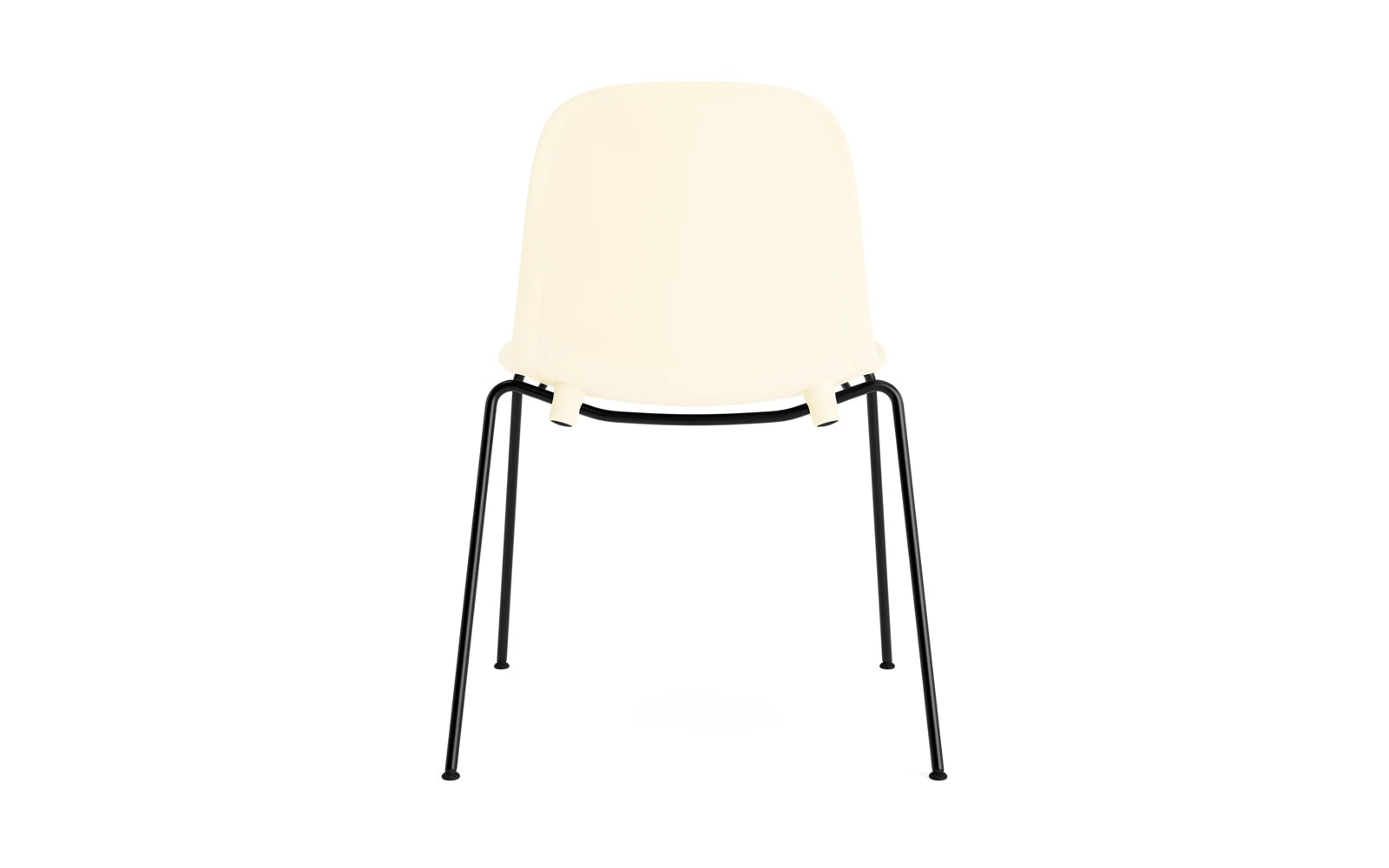 Erleben Sie den Form Stapelstuhl von Normann Copenhagen: Stilvolles Design in Schwarz und Creme, perfekt für vielseitige Einsatzmöglichkeiten.