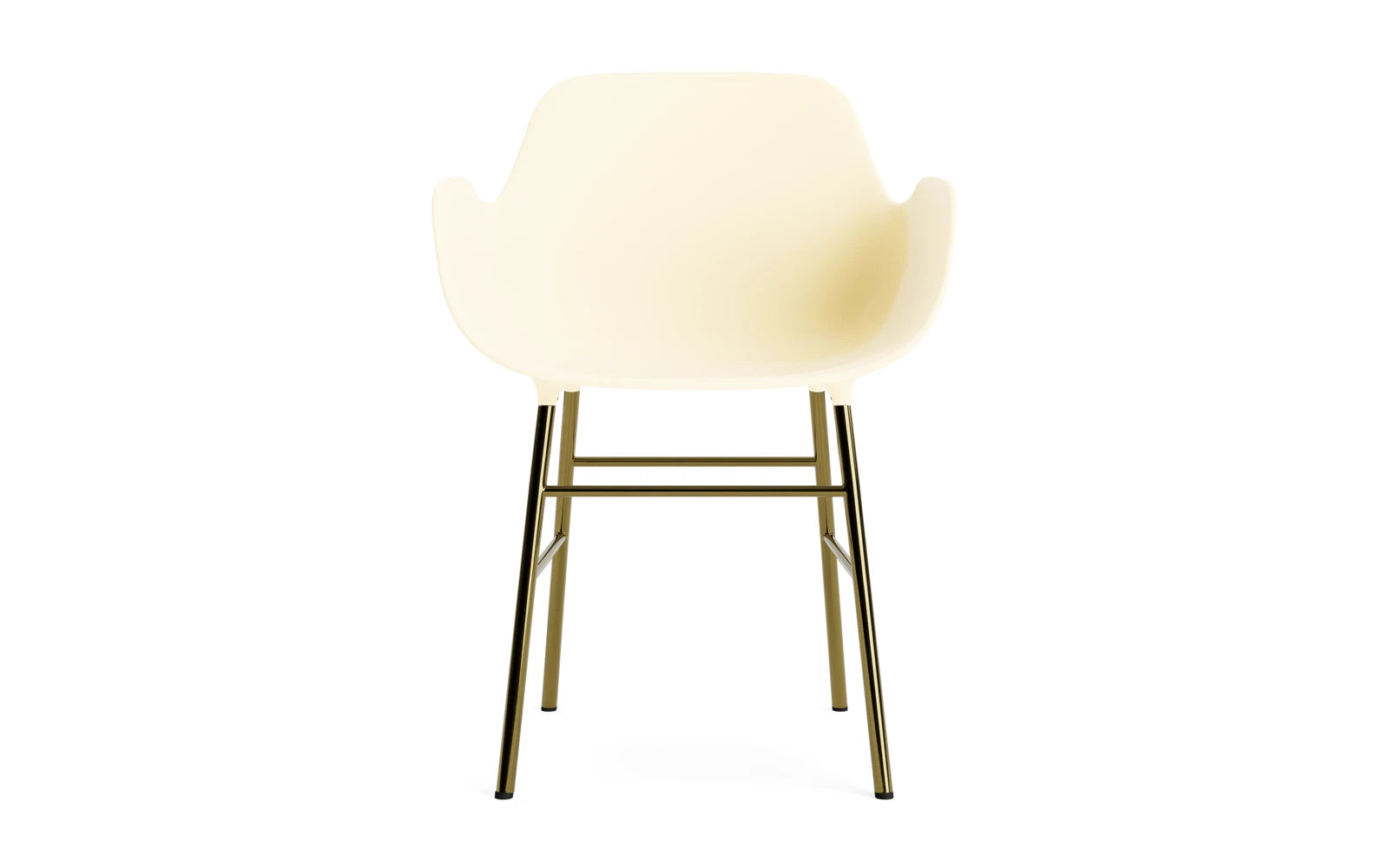 Erleben Sie den Form Lehnstuhl Messing Creme von Normann Copenhagen – ein Meisterwerk, das modernes Design, hochwertige Materialien und höchsten Komfort vereint.