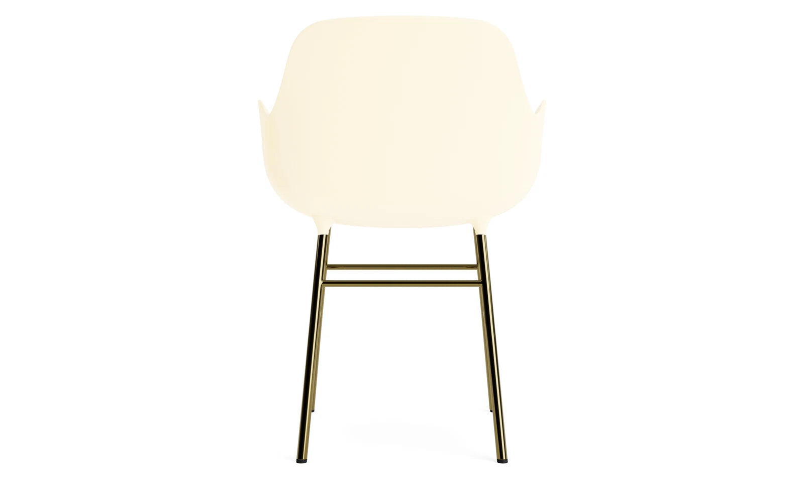 Erleben Sie den Form Lehnstuhl Messing Creme von Normann Copenhagen – ein zeitloses Designhighlight, das Komfort und Stil vereint.