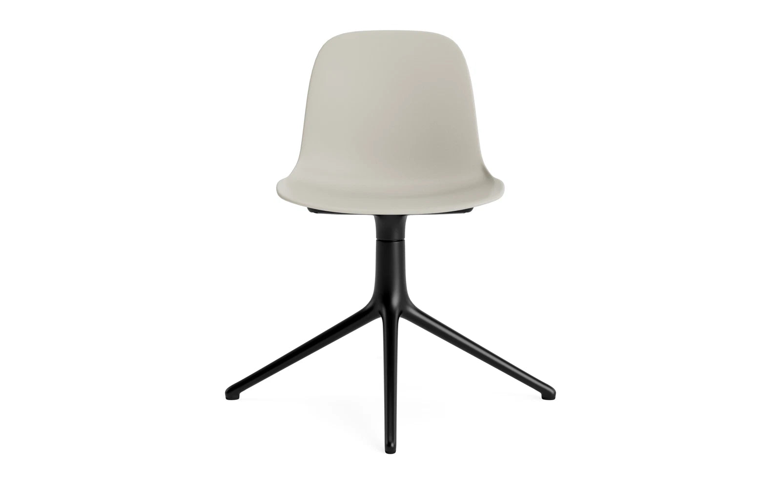 Erleben Sie den Form Drehstuhl in stilvollem Hellgrau und robustem schwarzem Aluminium – die perfekte Kombination aus Eleganz und Funktionalität für jeden Raum.