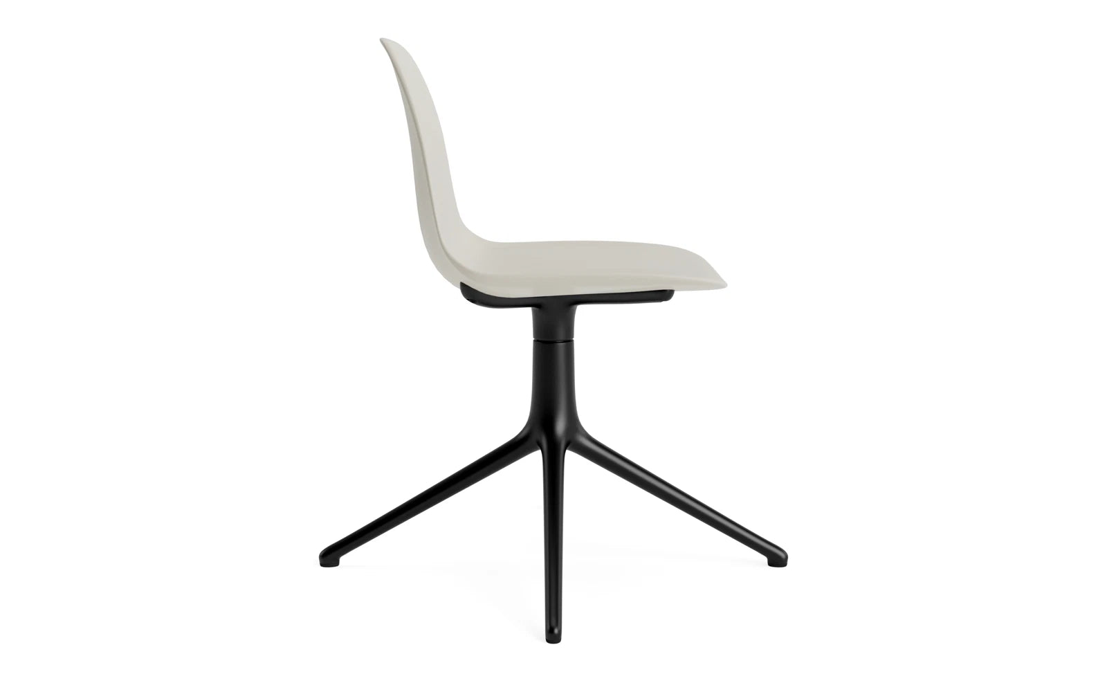 Entdecken Sie den Form Drehstuhl in edlem Hellgrau und schwarzem Aluminium – ein modernes Designhighlight für stilvolle Räume.