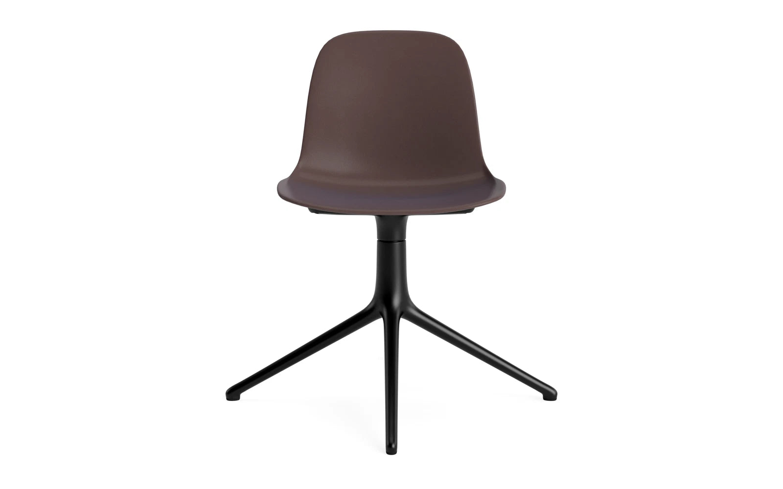 Erleben Sie den Form Drehstuhl von Normann Copenhagen in edlem Braun und schwarzem Aluminium – ein stilvolles Designhighlight für jeden Raum.