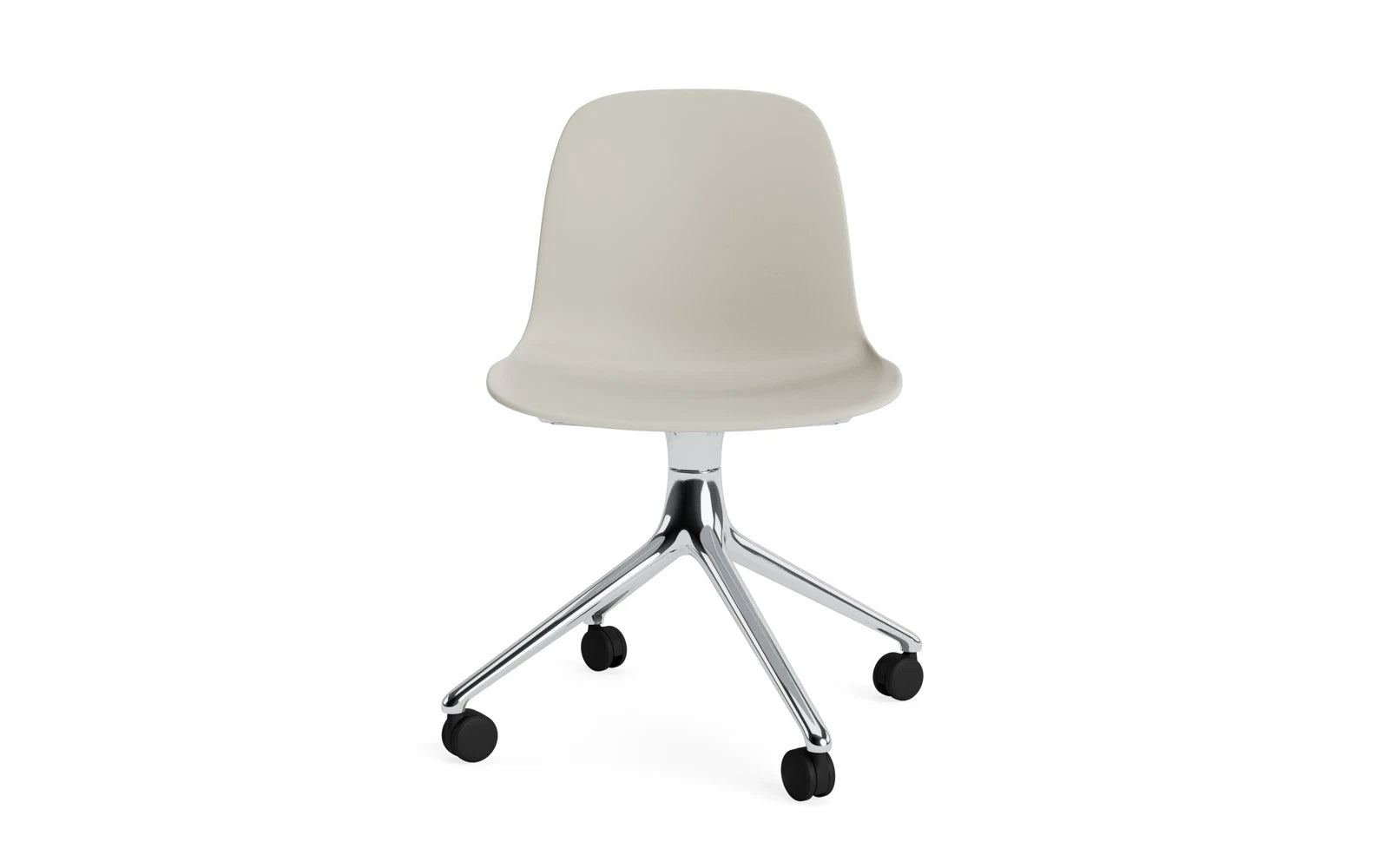 Erleben Sie den Form Drehstuhl 4W Aluminium/Hellgrau von Normann Copenhagen – ein stilvolles Designhighlight für jeden Raum, das Funktionalität und Eleganz vereint.