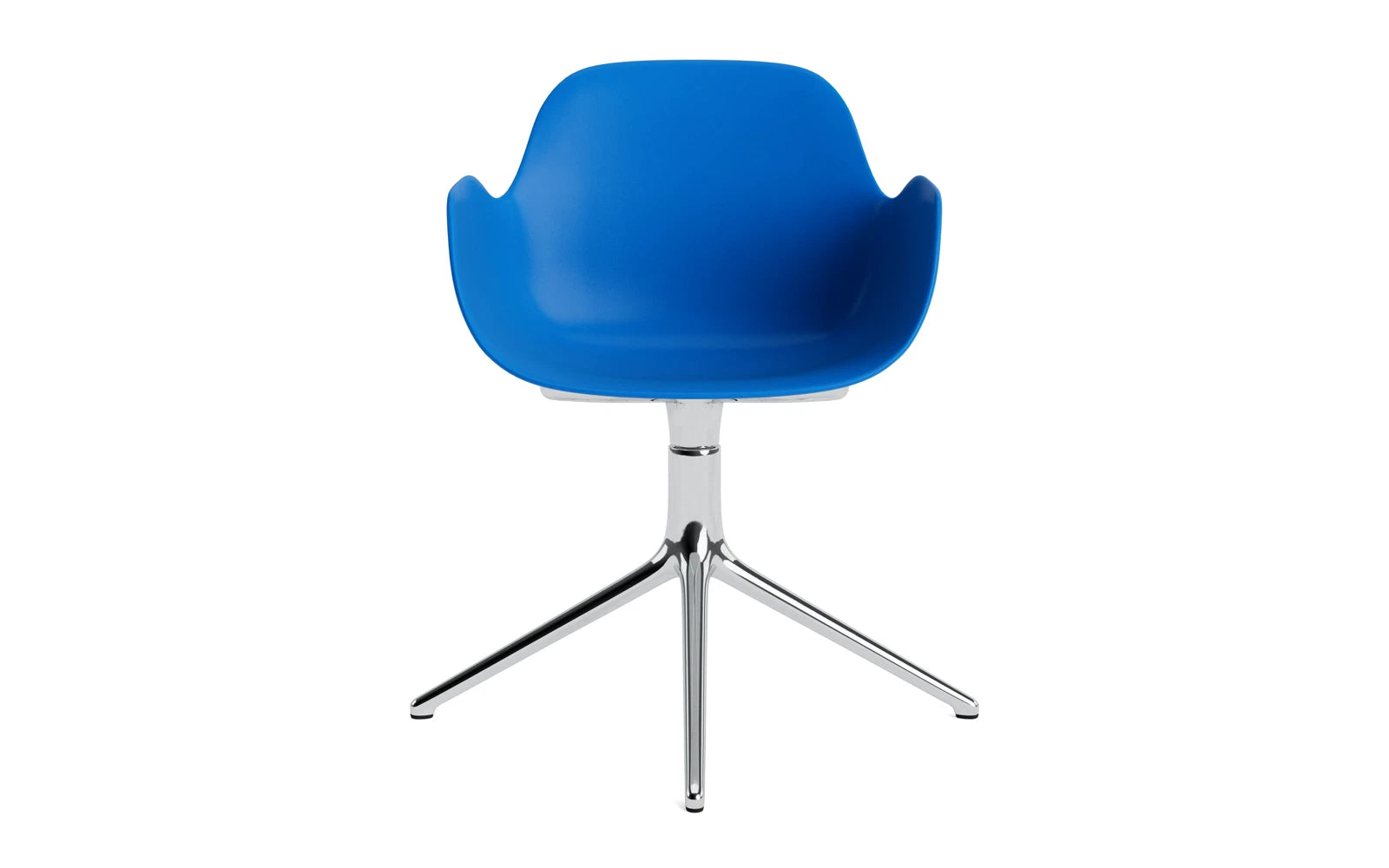 Erleben Sie den Form Drehsessel in strahlendem Blau mit robustem Aluminiumgestell von Normann Copenhagen – stilvoll und vielseitig für Ihr Zuhause.