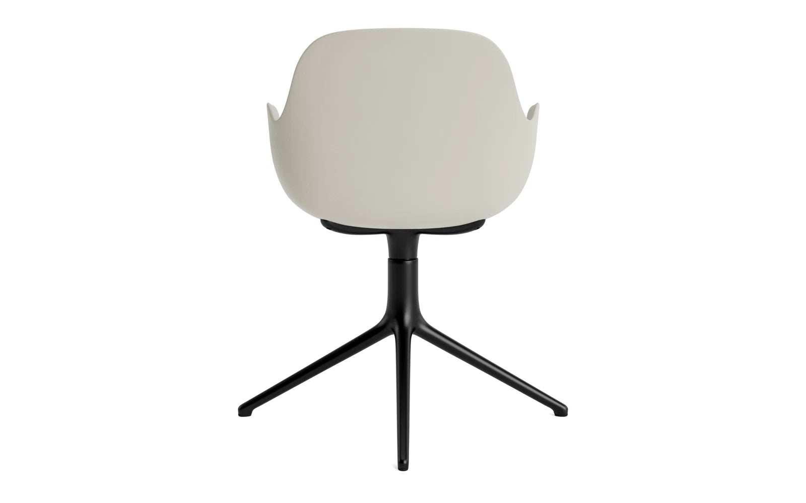 Stylischer Form Drehsessel in Hellgrau mit robustem schwarzen Aluminiumgestell von Normann Copenhagen. Perfekt für zeitgemäße Arbeits- und Wohnumgebungen.