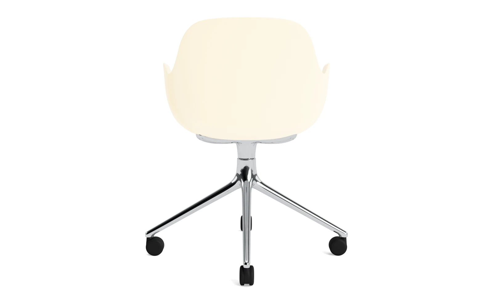 Erleben Sie den Form Drehsessel 4W Aluminium/Creme von Normann Copenhagen – ein stilvoller, drehbarer Sessel, der Funktionalität und Eleganz perfekt kombiniert.