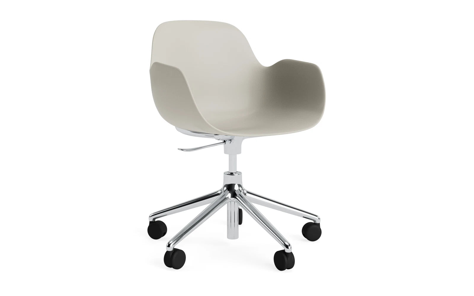 Form Drehsessel mit Rollen Hellgrau/Aluminium in  präsentiert im Onlineshop von KAQTU Design AG. Sessel ist von Normann Copenhagen