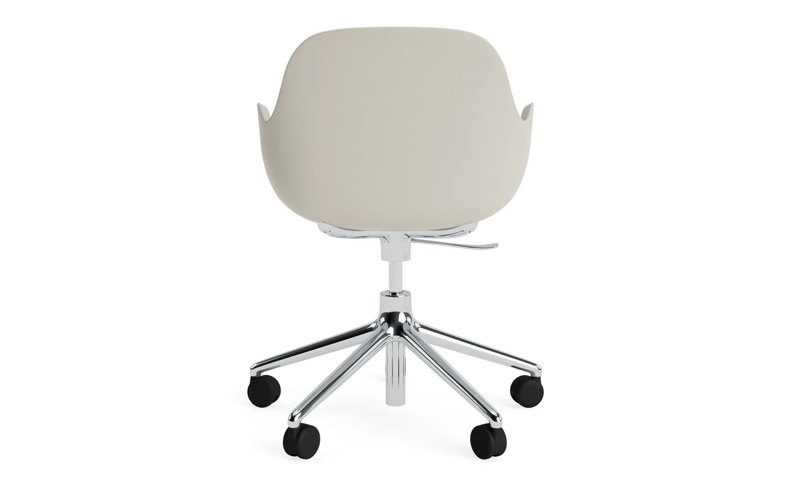 Erleben Sie den Form Drehsessel mit Rollen in elegantem Hellgrau und Aluminium – die perfekte Kombination aus Design, Komfort und Flexibilität für jeden Raum.