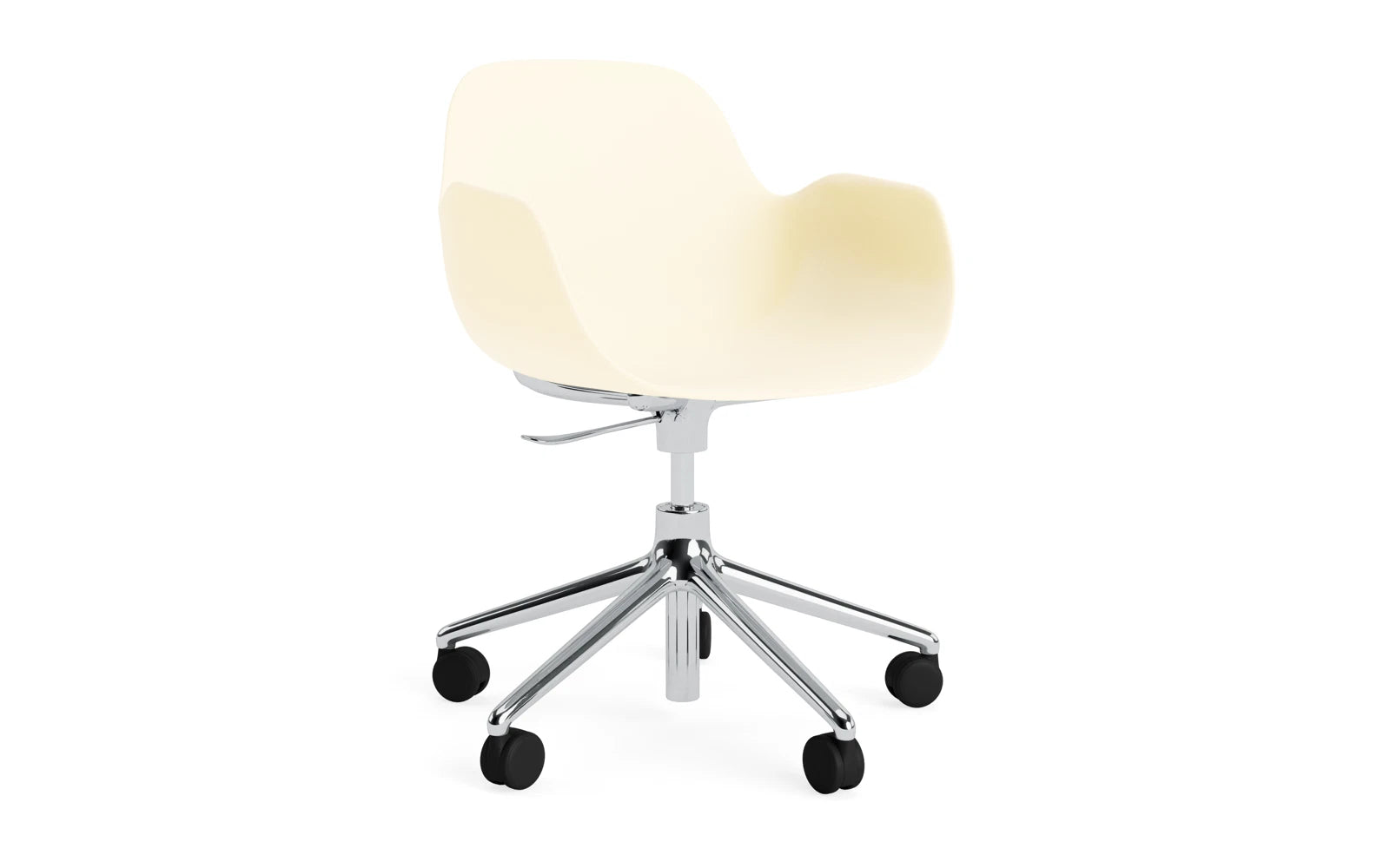 Form Drehsessel mit Rollen Creme/Aluminium in  präsentiert im Onlineshop von KAQTU Design AG. Sessel ist von Normann Copenhagen