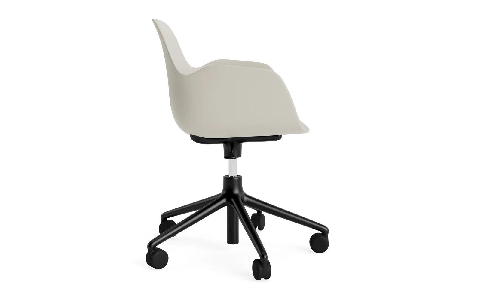 Entdecken Sie den Form Drehsessel in Hellgrau und schwarzem Aluminium – ein elegantes, modernes Design für vielseitige Einsatzmöglichkeiten.