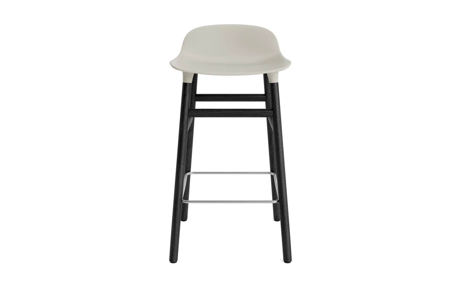 Erleben Sie den Form Barstuhl 65 cm in hellgrau/schwarz von Normann Copenhagen – ein elegantes, modernes Möbelstück, das Komfort und Stil vereint.