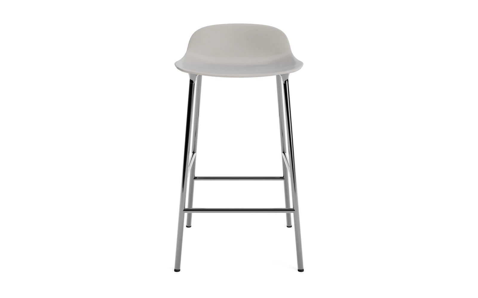 Erleben Sie den Form Barstuhl 65 cm in Warmem Grau/Chrom von Normann Copenhagen – ein elegantes Möbelstück, das modernes Design und Funktionalität vereint.