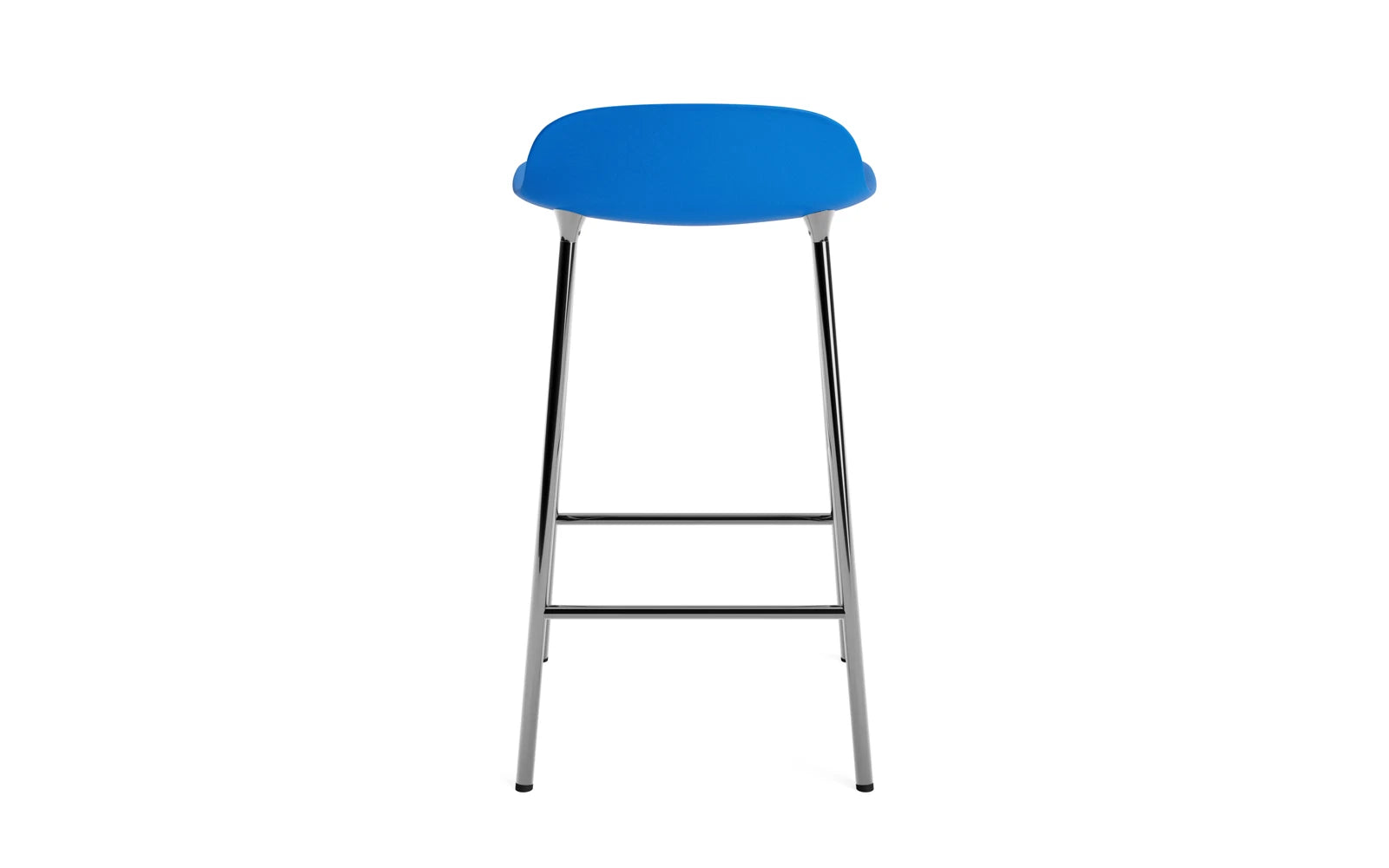 Erleben Sie den Form Barstuhl 65 cm in lebhaftem Blau und elegantem Chrom von Normann Copenhagen – ein stilvolles Möbelstück für Ihr Zuhause!
