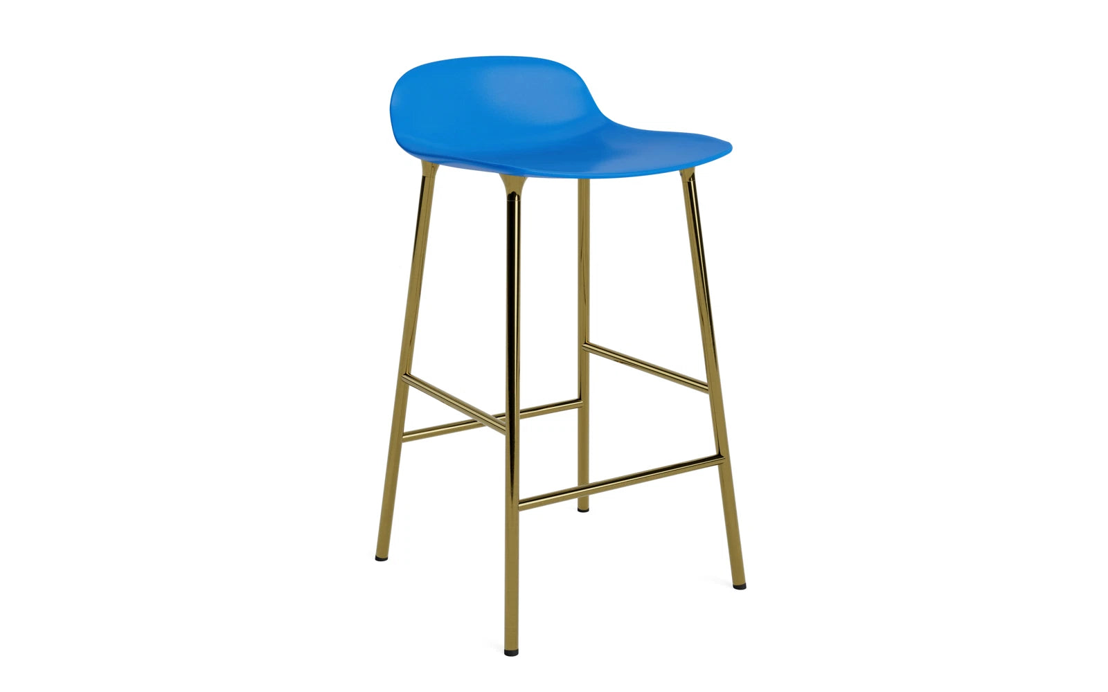 Form Barstuhl 65 cm Messing Leuchtendes Blau in präsentiert im Onlineshop von KAQTU Design AG. Barstuhl ist von Normann Copenhagen