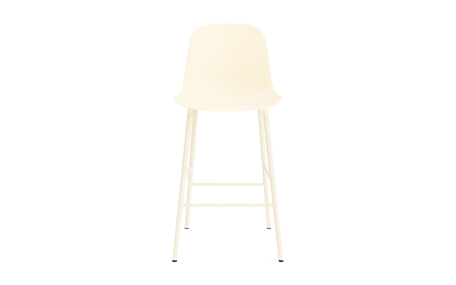 Erleben Sie den Form Barstuhl 65 cm von Normann Copenhagen – eine harmonische Verbindung aus robustem Stahl und eleganter Cremefarbe, perfekt für Ihre Bar oder Küche.