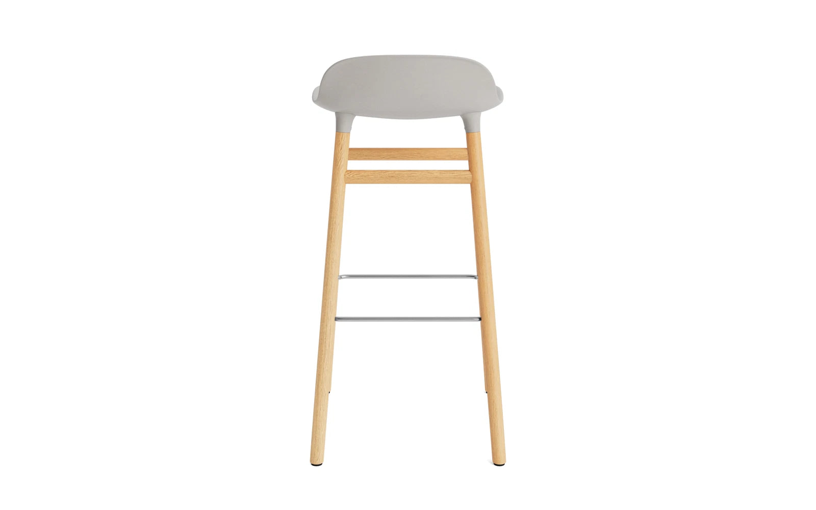 Erleben Sie den Form Barstuhl 75 cm in Warmem Grau/Eiche von Normann Copenhagen – ein harmonisches Design, das Stil und Komfort perfekt kombiniert.