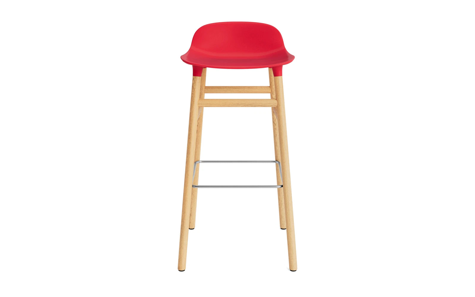 Erleben Sie den Form Barstuhl 75 cm in strahlendem Rot/Eiche von Normann Copenhagen – ein modernes Designhighlight für jeden Raum!