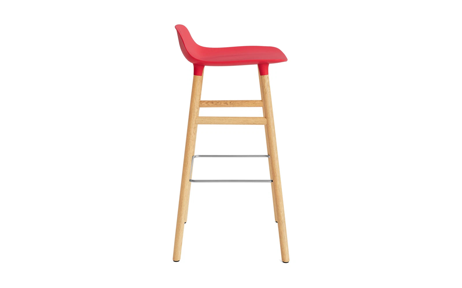 Entdecken Sie den Form Barstuhl 75 cm in leuchtendem Rot/Eiche von Normann Copenhagen – ein stilvolles Möbelstück, das Eleganz und Funktionalität vereint!