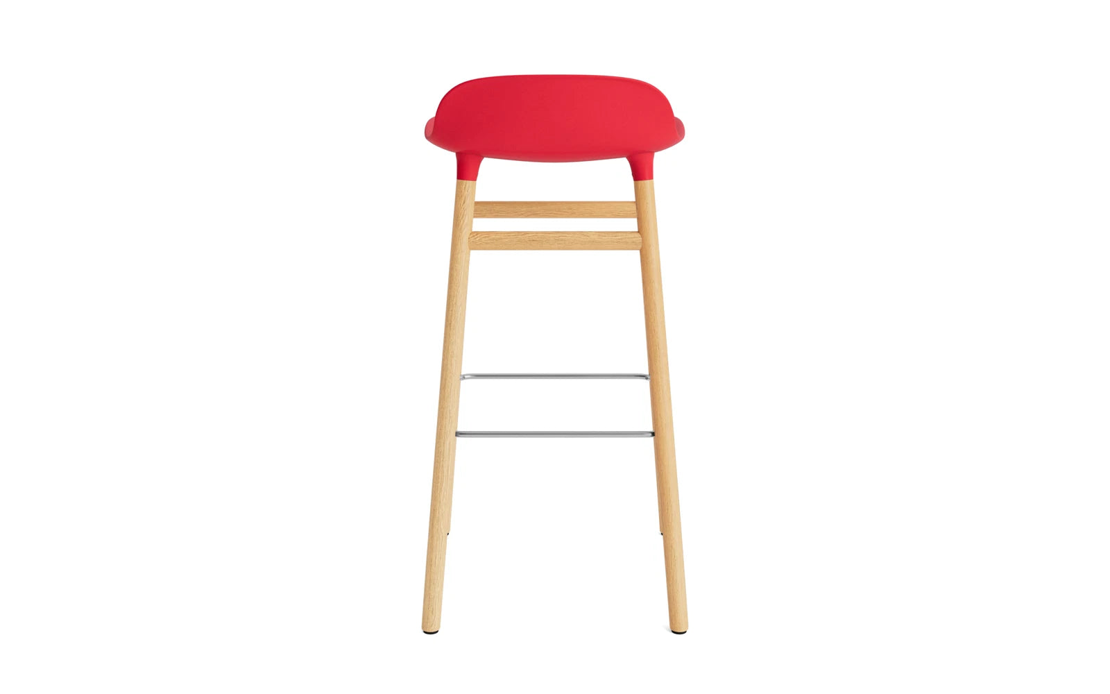 Erleben Sie den Form Barstuhl 75 cm in strahlendem Rot/Eiche von Normann Copenhagen – ein modernes Designhighlight für jeden Raum!